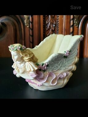 Vntg 9" Angel Catch All Detailed Heavy 2lbs 7oz Resin